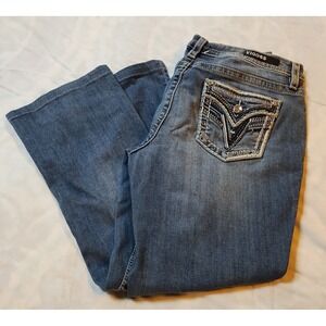 Vigoss Jeans Women Heritage S14 L30‎ Bootcut Embroidered Rhinestone Distressed